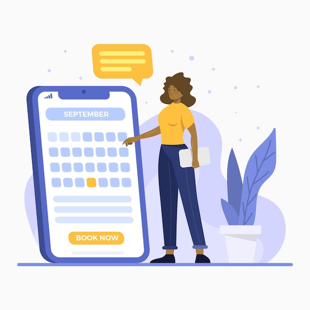 Vecteur gratuit réservez votre date sur téléphone mobile