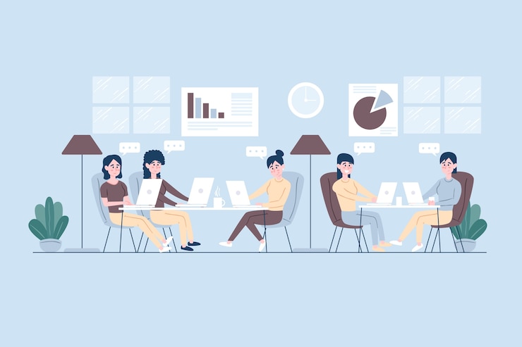 Vecteur gratuit responsables d'entreprise utilisant leur ordinateur portable