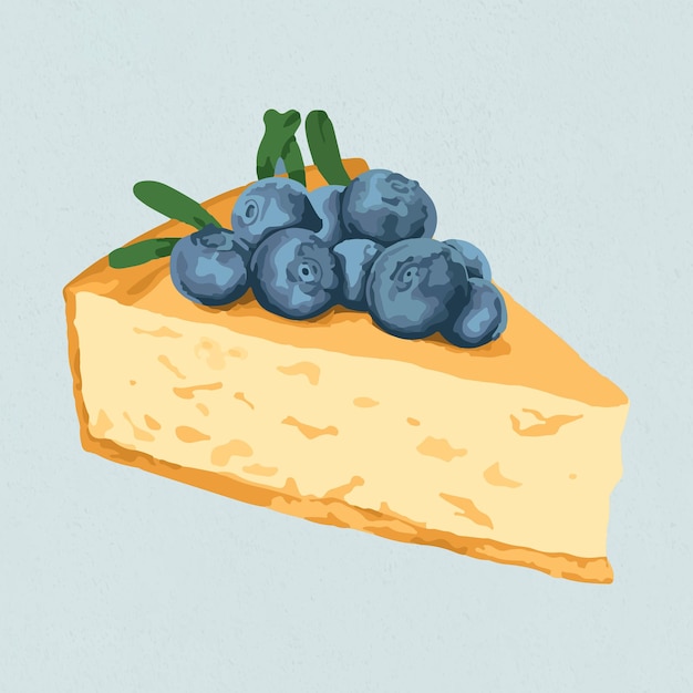 Vecteur gratuit ressource de conception d'autocollant de gâteau au fromage aux bleuets dessinés à la main vectorisée