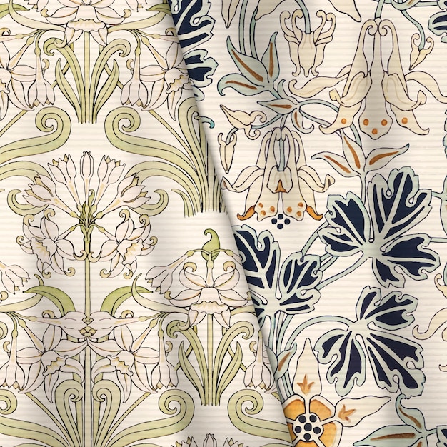 Ressource de conception de vecteur de motifs de tissu de fleurs de jonquille et d'ancolie