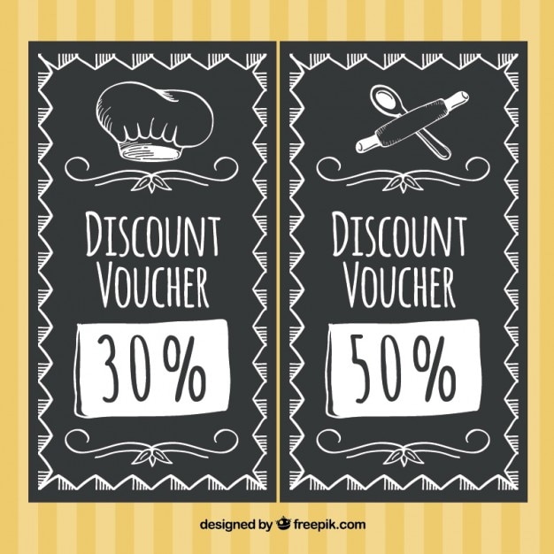 Vecteur gratuit restaurant discount dans le style tableau noir