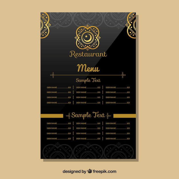 Restaurant Indien Modèle De Menu