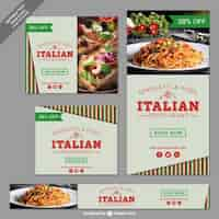 Vecteur gratuit restaurant italien banner set