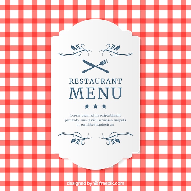Vecteur gratuit restaurant menu plaid carte