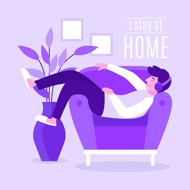 Vecteur gratuit rester à la maison illustration