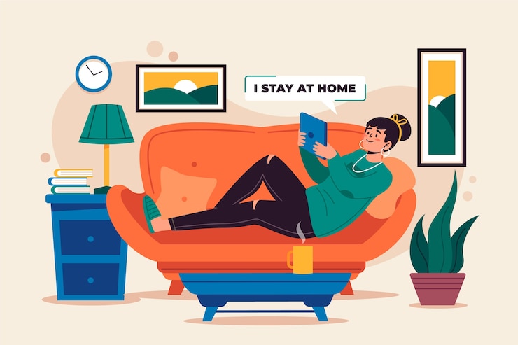 Vecteur gratuit rester à la maison