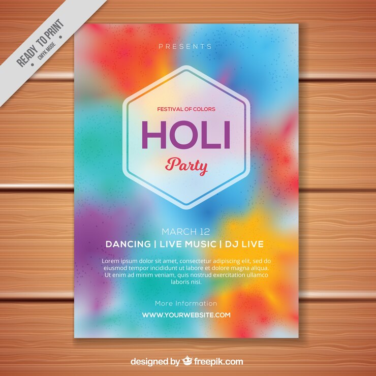 Vecteur gratuit résumé brochure holi couleur