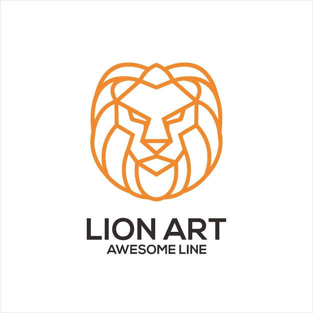 Vecteur gratuit résumé de conception de logo d'art de ligne de lion