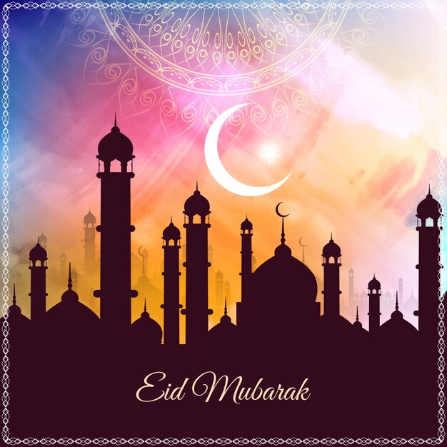 Résumé Eid Mubarak aquarelle colorée