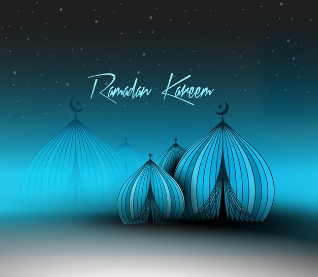 Résumé Eid Mubarak Ramadan Kareem Texte Mosquée ou Masjid Illustration vectorielle