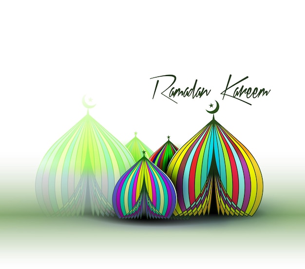 Résumé Eid Mubarak Ramadan Kareem Texte Mosquée ou Masjid Illustration vectorielle