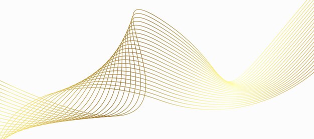 Résumé sur fond blanc avec des lignes ondulées en or