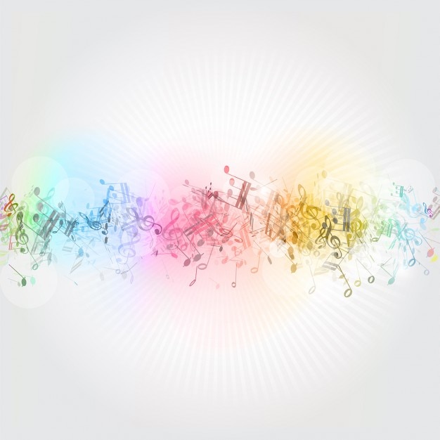 Vecteur gratuit résumé de fond avec des notes colorées de musique