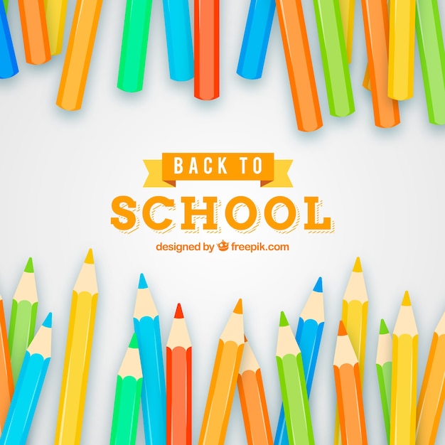 Retour à l&#39;arrière-plan de l&#39;école avec des crayons colorés