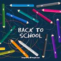 Vecteur gratuit retour à l'arrière-plan de l'école avec des crayons de couleur