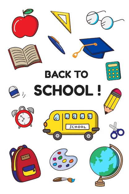 Retour au vecteur de papeterie scolaire