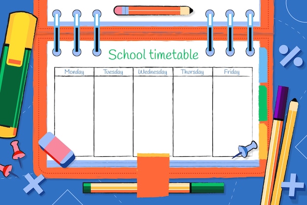 Vecteur gratuit retour créatif à l'horaire scolaire