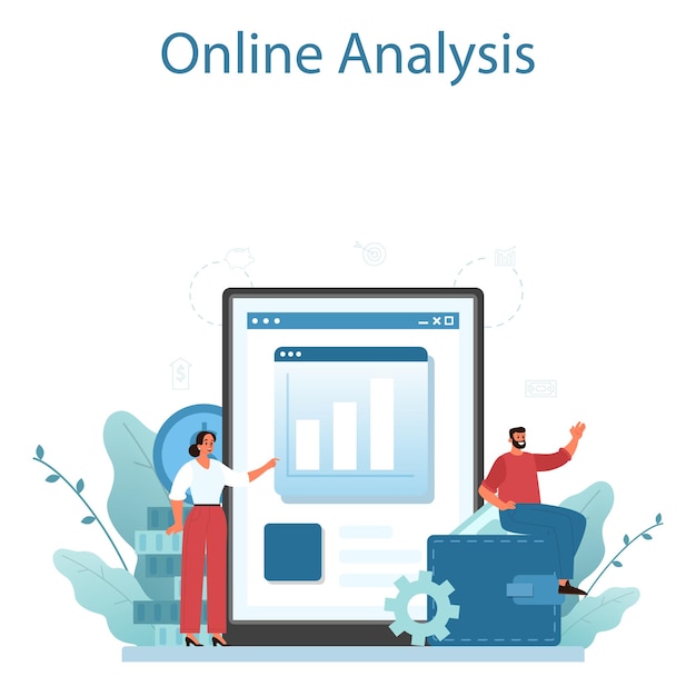 Retour sur le service ou la plate-forme en ligne d'entreprise Rentabilité d'un projet d'entreprise Idée de réussite commerciale Analyse en ligne Illustration vectorielle plane