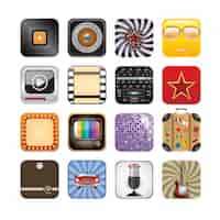 Vecteur gratuit retro app icon set