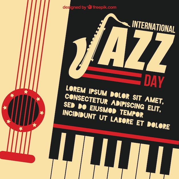 Vecteur gratuit retro background international de jour de jazz
