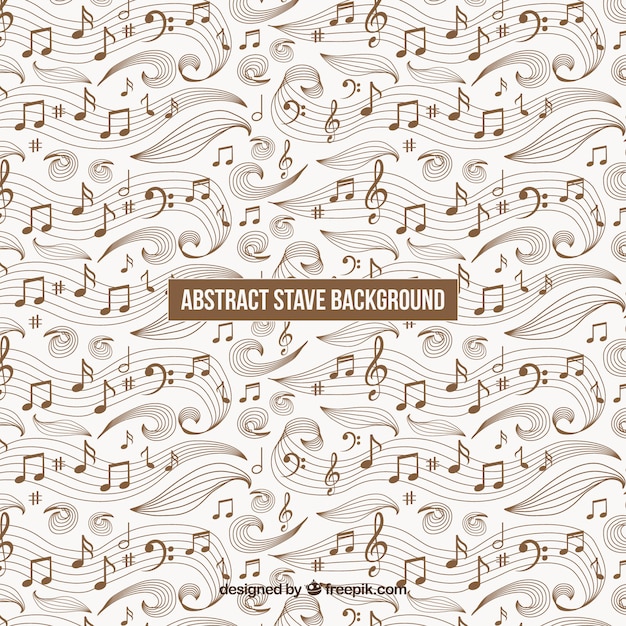 Retro background of staves and hand drawn notes de musique