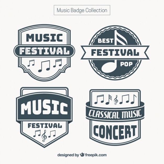 Vecteur gratuit rétro badges de musique décoratifs