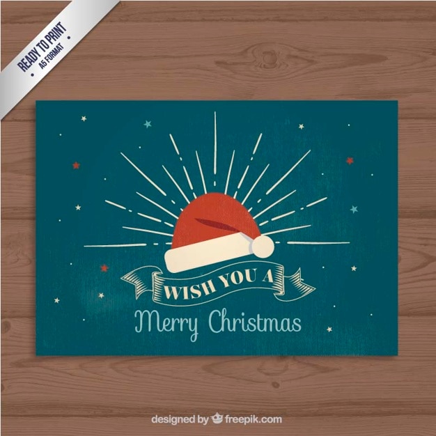 Rétro Carte De Noël Vecteur Gratuite