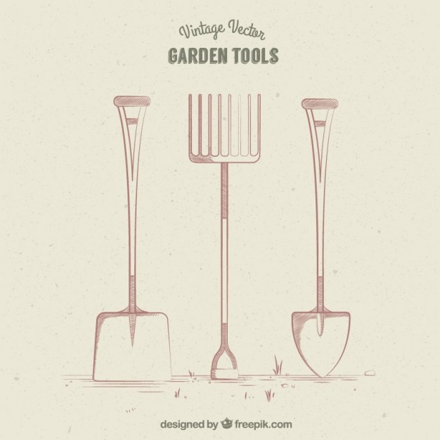 Vecteur gratuit rétro conception d&#39;outils de jardin