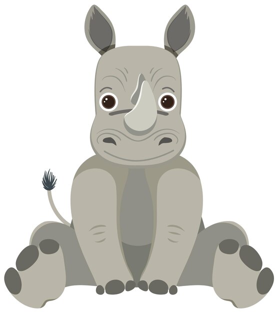 Rhinocéros mignon dans un style plat isolé