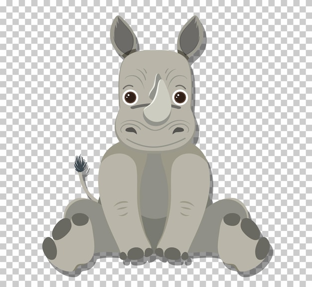 Rhinocéros Mignon En Style Cartoon Plat