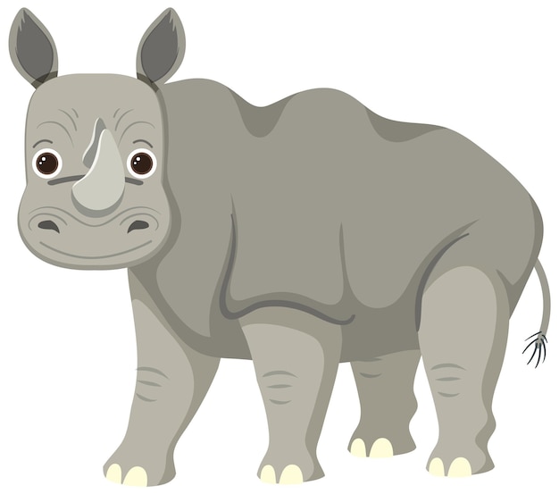 Rhinocéros mignon en style cartoon plat