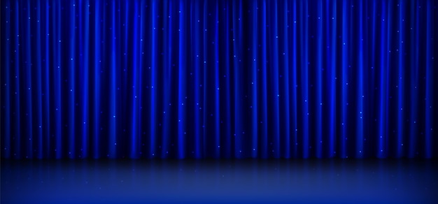 Vecteur gratuit rideau bleu pour scène de théâtre ou de cinéma