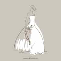 Vecteur gratuit robe de mariage vecteur art