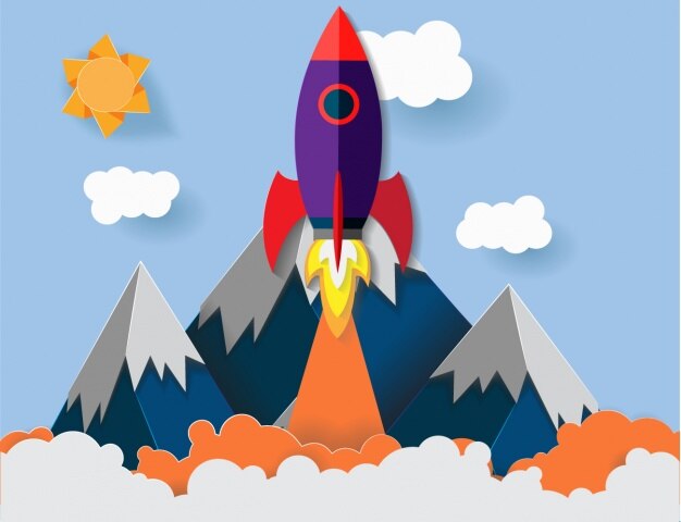 Vecteur gratuit rocket conception lancement de fond