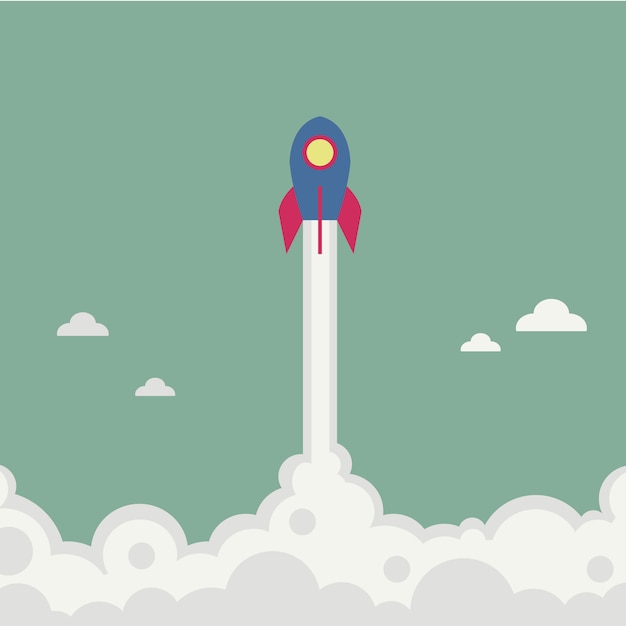 Vecteur gratuit rocket flyin illustration