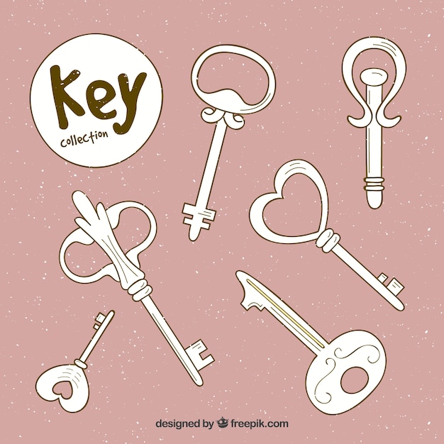 Vecteur gratuit rose ensemble de clés