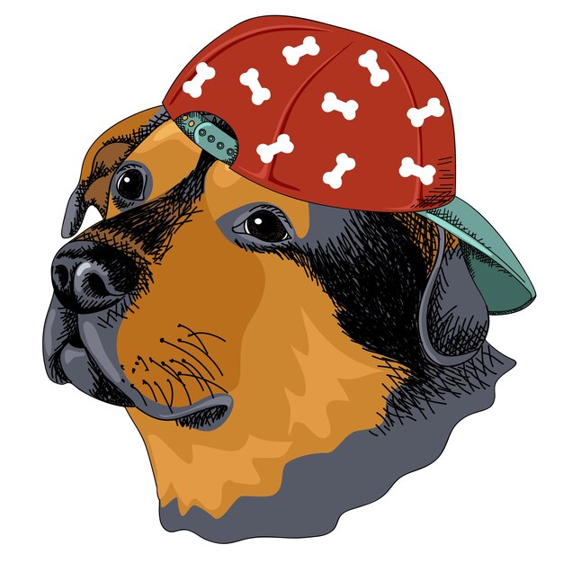 Rottweiler en casquette de baseball