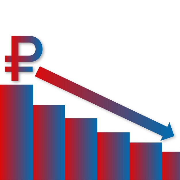 Rouble russe rouge bleu fond blanc bannière de conception de médias sociaux vecteur gratuit