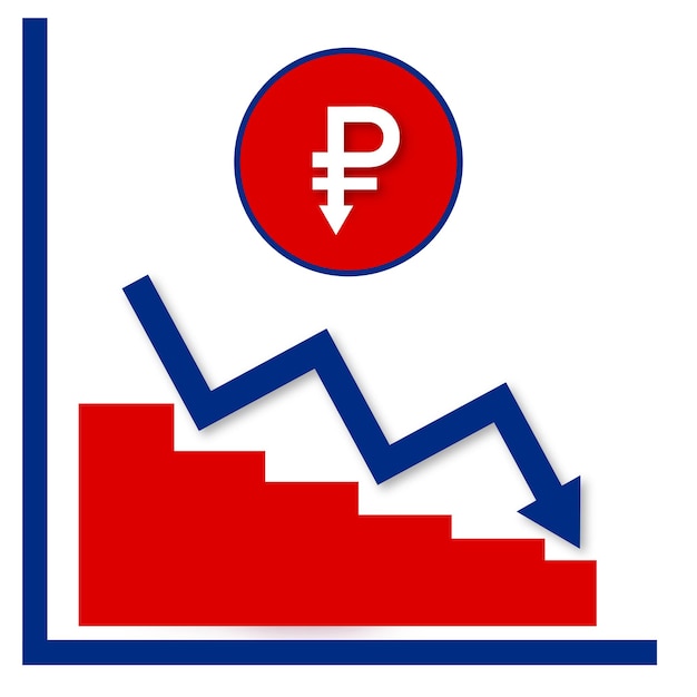 Rouble Russe Rouge Bleu Fond Blanc Bannière De Conception De Médias Sociaux Vecteur Gratuit