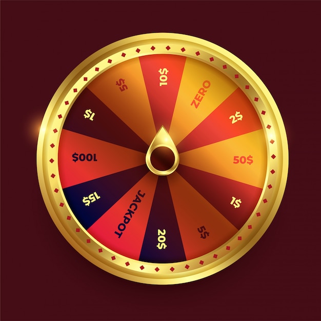 Vecteur gratuit roue de fortune en rotation de couleur dorée brillante