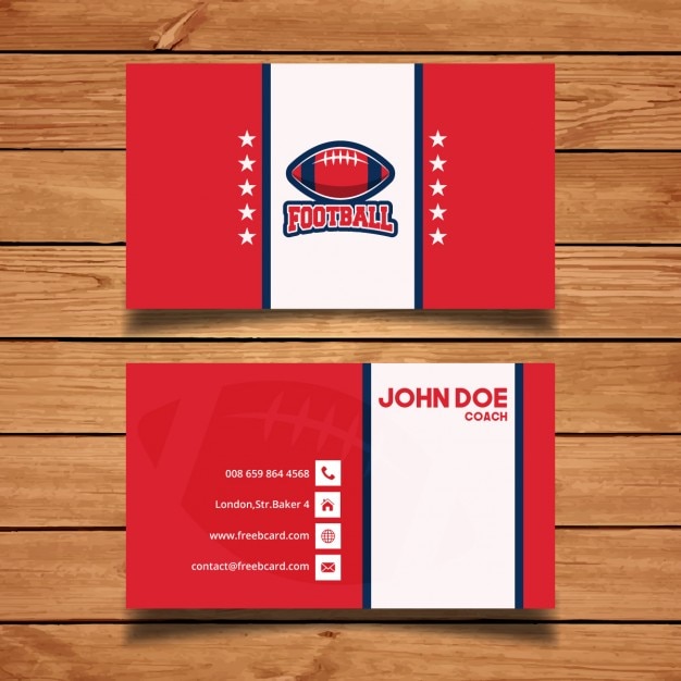 Vecteur gratuit rouge américaine carte de visite de football