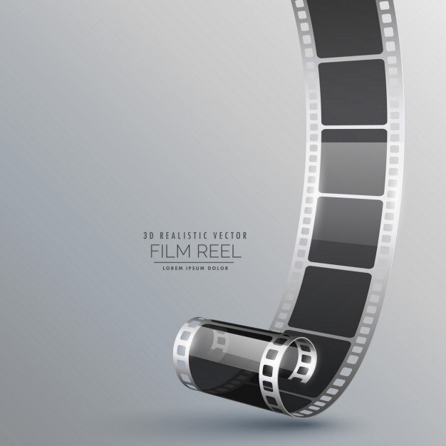 Vecteur gratuit rouleau de film 3d réaliste sur fond gris