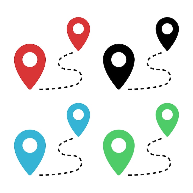 Vecteur gratuit route de pin d'emplacement styles multiples