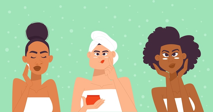 Vecteur gratuit routine de soin femme