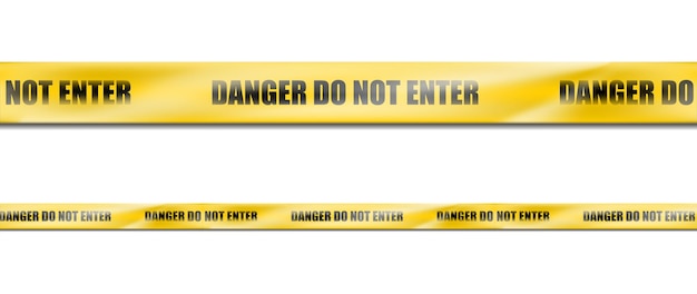 Vecteur gratuit ruban rayé jaune de danger réaliste 3d, ruban de mise en garde des panneaux d'avertissement pour la scène du crime ou la zone de construction.
