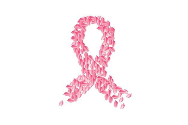 Ruban de sensibilisation au cancer du sein en pétale de rose