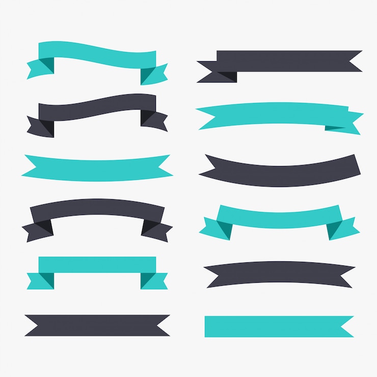 Vecteur gratuit rubans de décoration en couleur noir et turquoise
