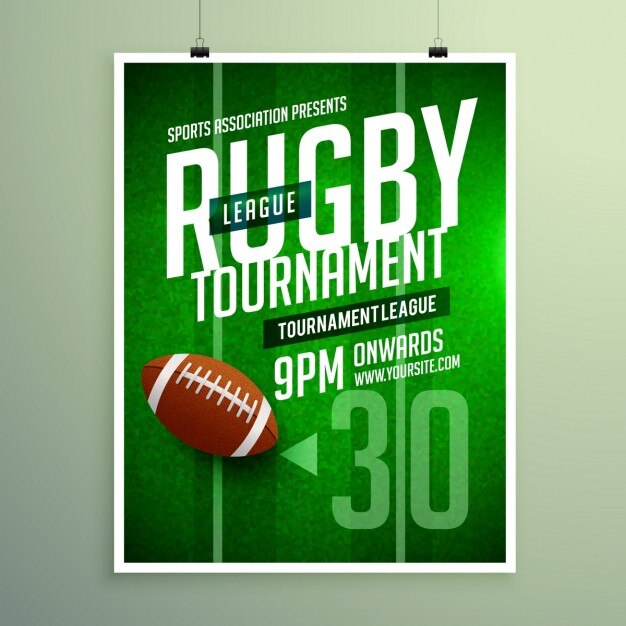 Vecteur gratuit rugby match de championnat dépliant