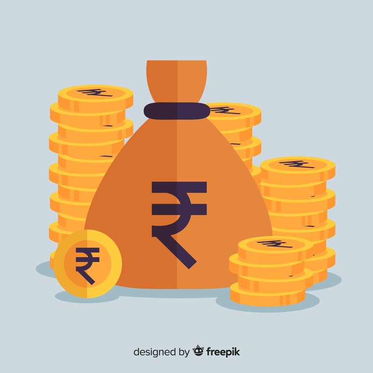 Vecteur gratuit un sac d'argent en roupie indienne