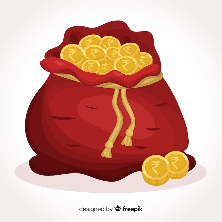 Vecteur gratuit sac d&#39;argent roupie indienne